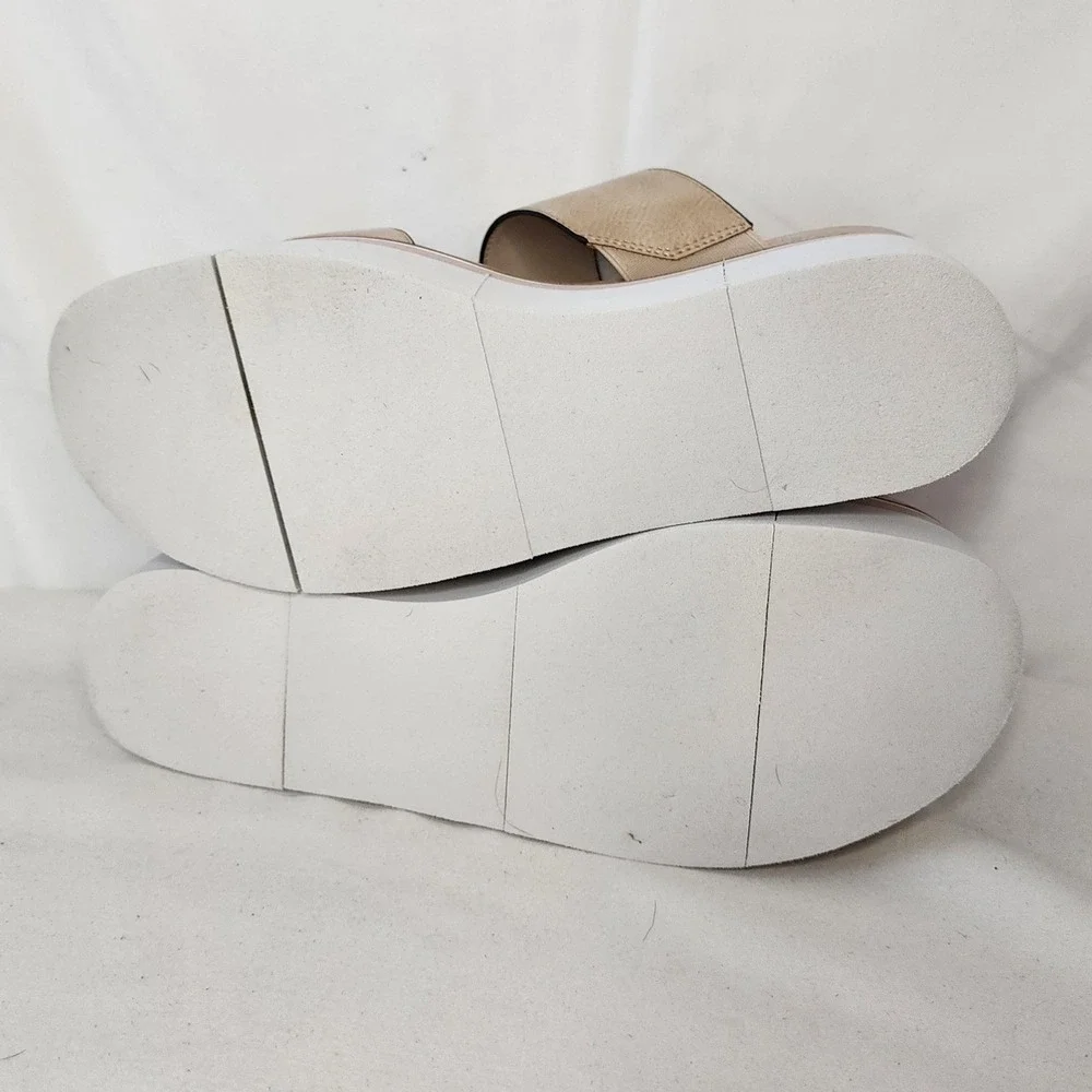 Naked Feet Flux Beige Pink White Platform Wedge Sandals Toe Loop 8M - Picture 5 of 7